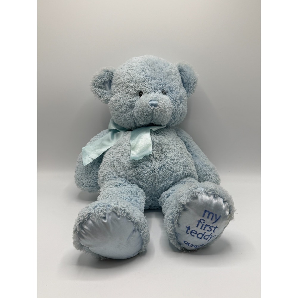 Baby GUND My First Teddy Large Blue Plush Stuffed Animal Bear 22" AS IS